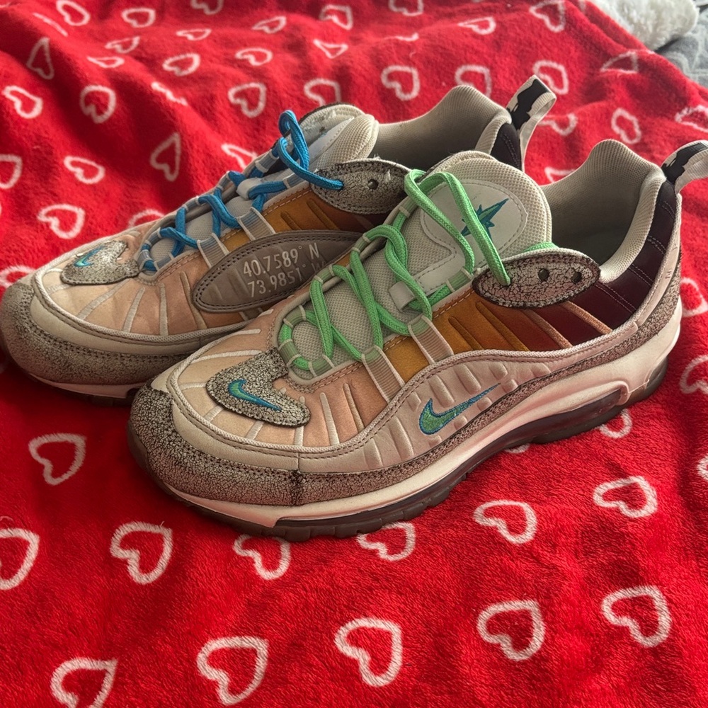 Nike Beige and Blue Athletic Shoes